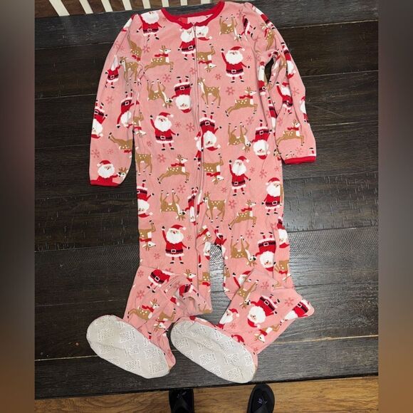 Girls size 10 fleece footed Santa pajamas - Picture 1 of 3